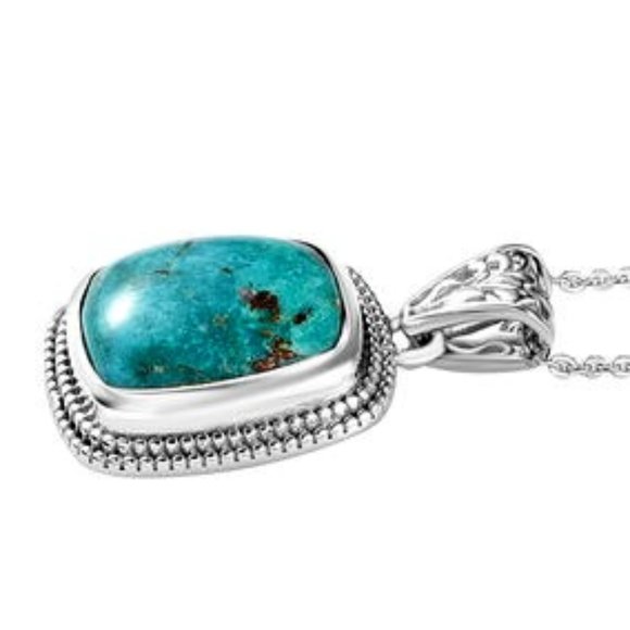 Sierra Nevada Turquoise Solitaire Pendant Necklace 20 Inches in Sterling - Picture 7 of 14